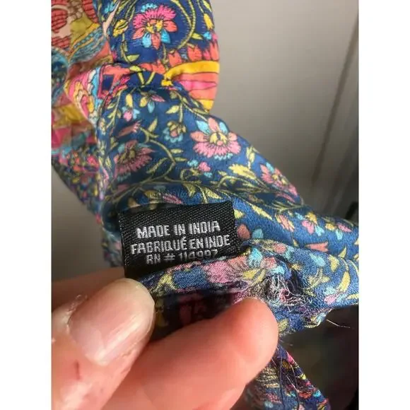 Tolani Silk Boho Tunic Dress Multicolor Print Size S - Picture 10 of 11